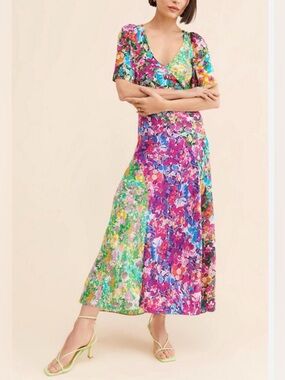 Kachel X Anthropologie Floral Bias Maxi Dress Size 4